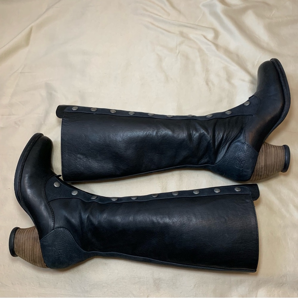 John Fluevog Dallas Black Tall Boots with Studded Shaft - Picture 11 of 16